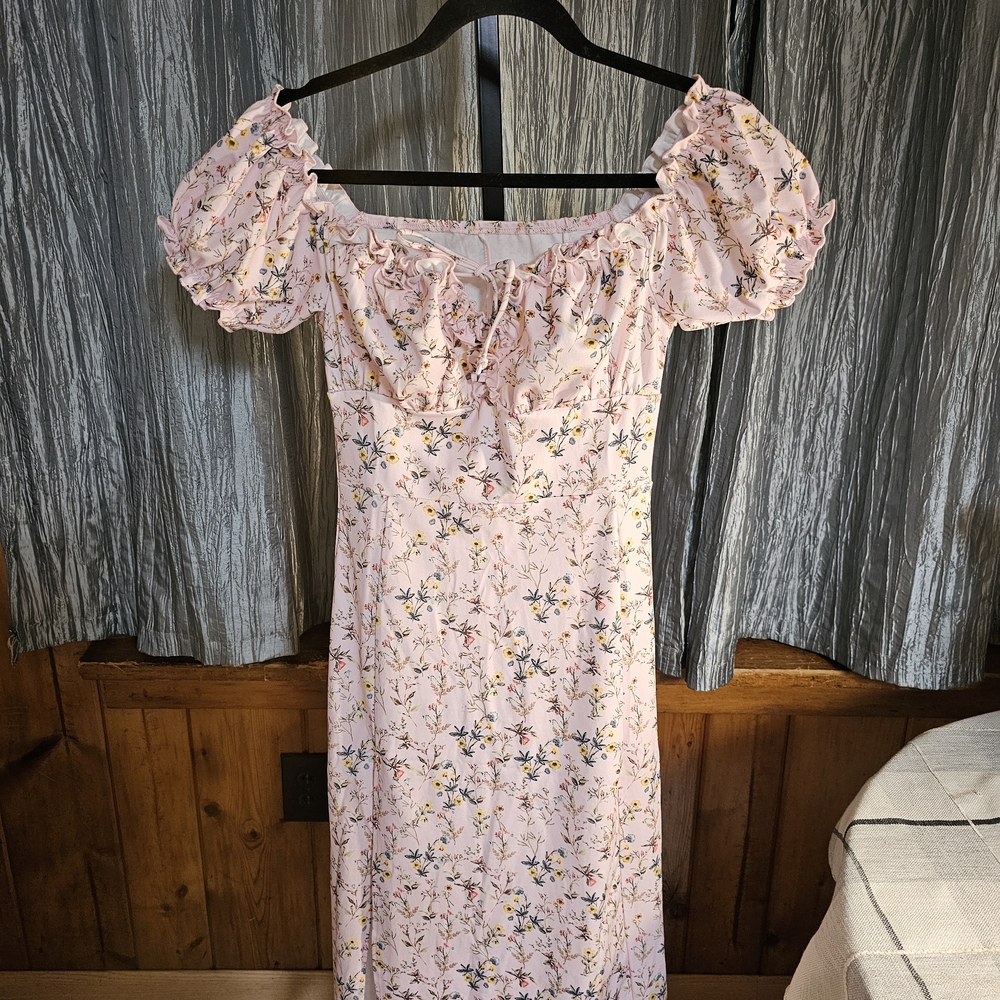 Floral Pink Off-Shoulder Dress